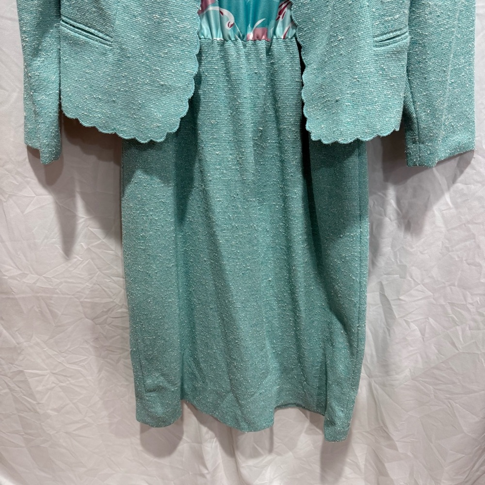 Marty Gutmacher Vintage 2 Piece‎ Dress Set Belt Scalloped Blazer Floral Corpcore - Picture 3 of 14